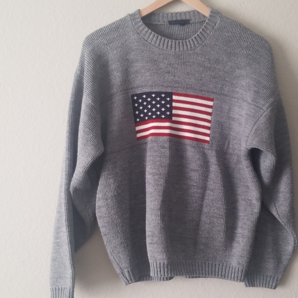 Grey american flag sweater